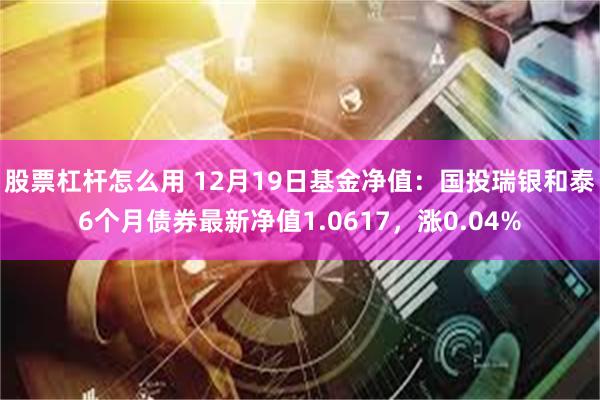 股票杠杆怎么用 12月19日基金净值：国投瑞银和泰6个月债券最新净值1.0617，涨0.04%