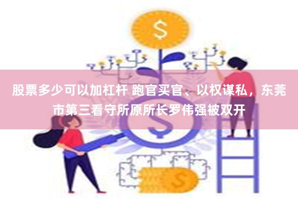 股票多少可以加杠杆 跑官买官、以权谋私，东莞市第三看守所原所长罗伟强被双开